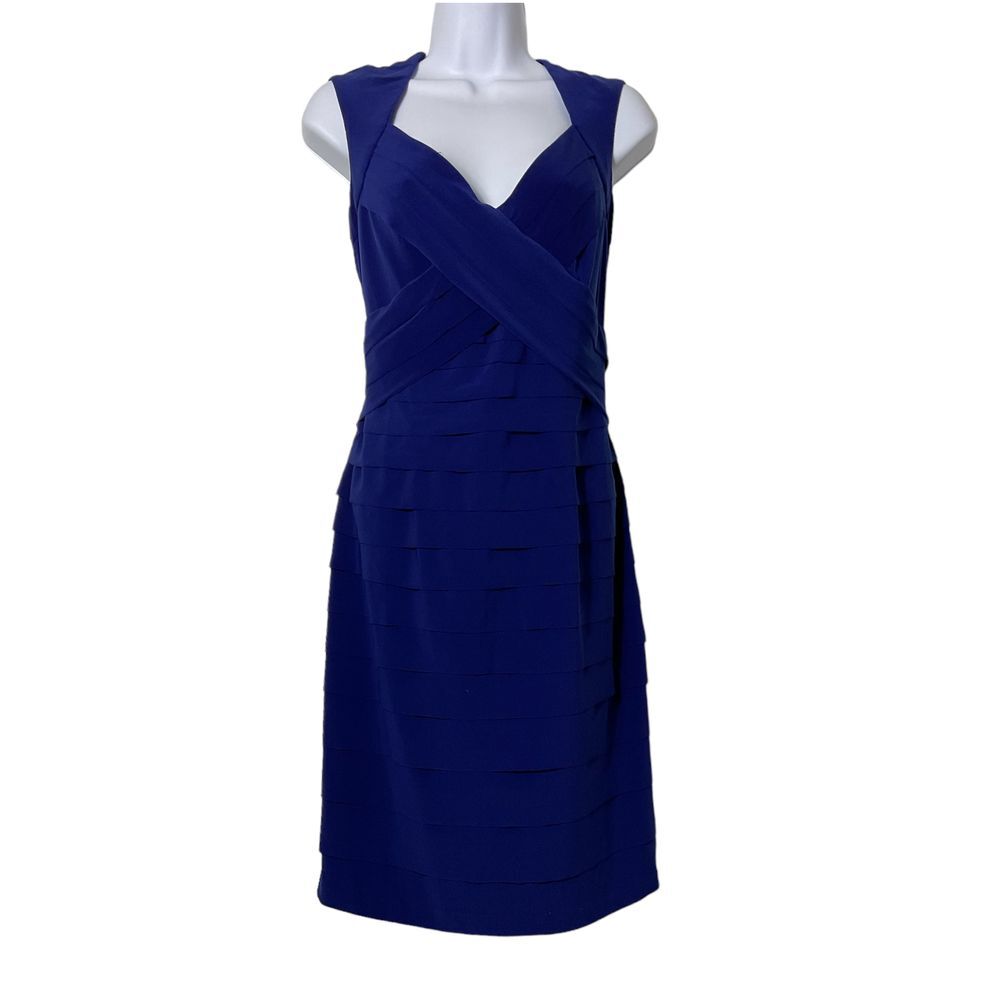 Jones Wear Blue Ruched Sheath Midi Dress